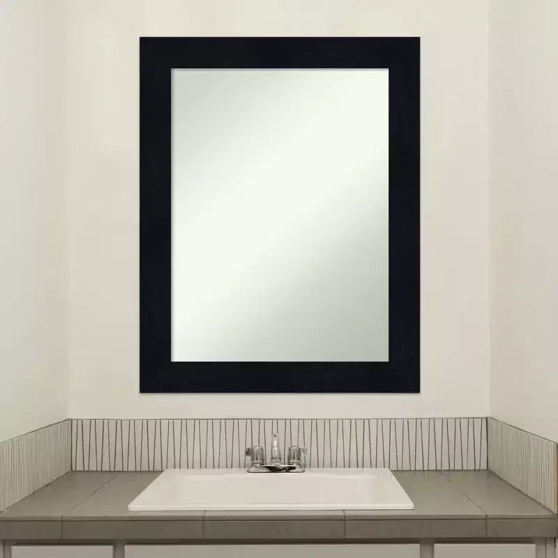 Miroir mural de salle de bain en bois Shiplap non biseauté bleu marine 22" x 28" - Amanti Art : Rectangle, Quincaillerie de montage incluse