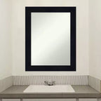 Miroir mural de salle de bain en bois Shiplap non biseauté bleu marine 22" x 28" - Amanti Art : Rectangle, Quincaillerie de montage incluse