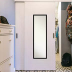Miroir pleine longueur noir de jais, non biseauté, 16" x 50", à suspendre à la porte - Amanti Art : Fixation murale, cadre en polystyrène, quincaillerie incluse