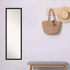 Miroir pleine longueur noir de jais, non biseauté, 16" x 50", à suspendre à la porte - Amanti Art : Fixation murale, cadre en polystyrène, quincaillerie incluse