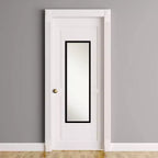 Miroir pleine longueur noir de jais, non biseauté, 16" x 50", à suspendre à la porte - Amanti Art : Fixation murale, cadre en polystyrène, quincaillerie incluse