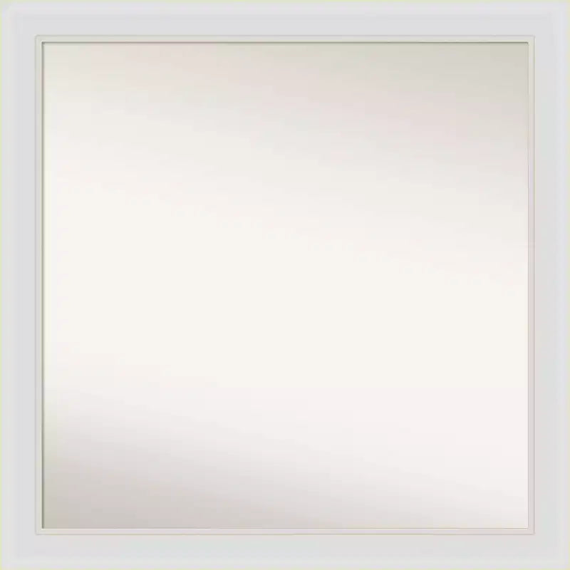 30" x 30" Non-Beveled Flair Narrow Bathroom Wall Mirror Soft White - Amanti Art: Modern Square Polystyrene Frame, Wall Mounted