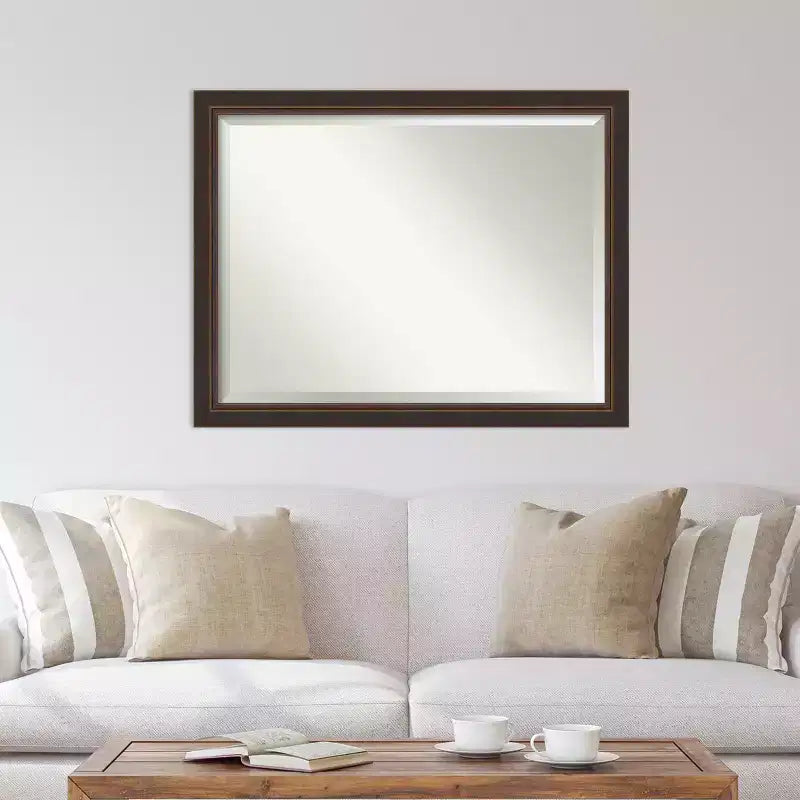 Miroir mural en bois bronze biseauté Lara Amanti Art 45 po x 35 po : Rectangulaire moderne, aucun assemblage requis