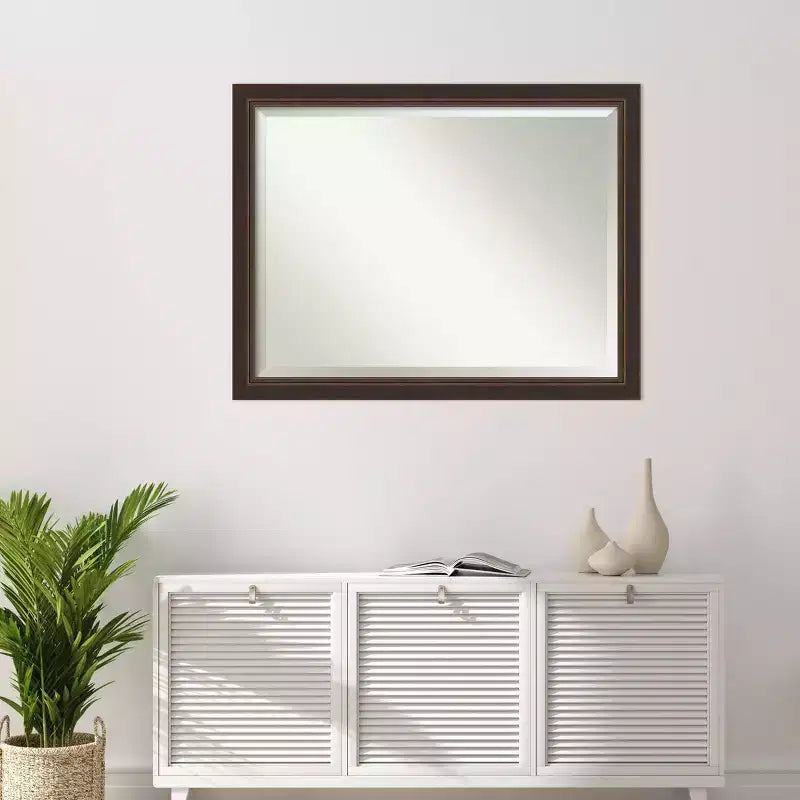 Miroir mural en bois bronze biseauté Lara Amanti Art 45 po x 35 po : Rectangulaire moderne, aucun assemblage requis