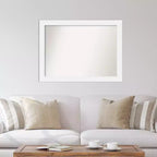 Miroir mural en bois blanc Amanti Art Corvino de 43 po x 32 po sans biseau : design rectangulaire moderne, quincaillerie de montage incluse