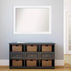 Miroir mural en bois blanc Amanti Art Corvino de 43 po x 32 po sans biseau : design rectangulaire moderne, quincaillerie de montage incluse