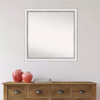 Miroir mural étroit blanc argenté Eva non biseauté 29" x 29" - Amanti Art : Carré moderne, cadre en polystyrène, quincaillerie de montage incluse