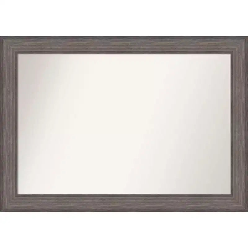 41" x 29" Non-Beveled Country Barn Wood Bathroom Wall Mirror Brown - Amanti Art