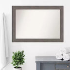 Miroir mural de salle de bain en bois de grange rustique, non biseauté, 41 po x 29 po, marron – Amanti Art