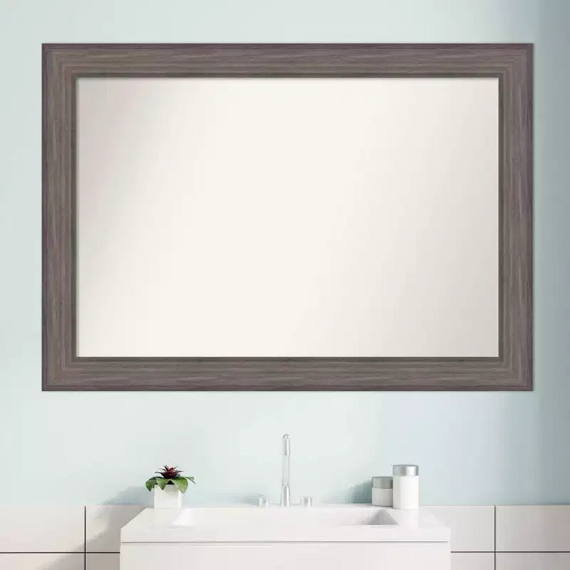 Miroir mural de salle de bain en bois de grange rustique, non biseauté, 41 po x 29 po, marron – Amanti Art