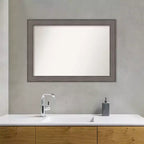 Miroir mural de salle de bain en bois de grange rustique, non biseauté, 41 po x 29 po, marron – Amanti Art