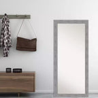 Miroir mural/à poser pleine longueur encadré style rustique écorce 29"x65" gris - Amanti Art : Polystyrène, Aucun assemblage requis