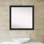 Miroir mural de salle de bain Nero Wood non biseauté 30 po x 30 po Noir - Amanti Art : Carré moderne, montage mural, cadre en bois