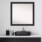 Miroir mural de salle de bain Nero Wood non biseauté 30 po x 30 po Noir - Amanti Art : Carré moderne, montage mural, cadre en bois