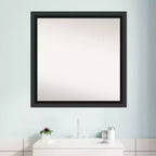 Miroir mural de salle de bain Nero Wood non biseauté 30 po x 30 po Noir - Amanti Art : Carré moderne, montage mural, cadre en bois
