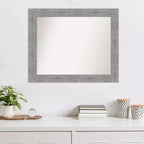 Miroir mural gris rustique 33" x 27" sans biseau - Amanti Art : Rectangulaire moderne, cadre en polystyrène