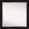 32" x 32" Eva Black Square Wall Mirror for Bathroom - Amanti Art: Modern Style, Polystyrene Frame
