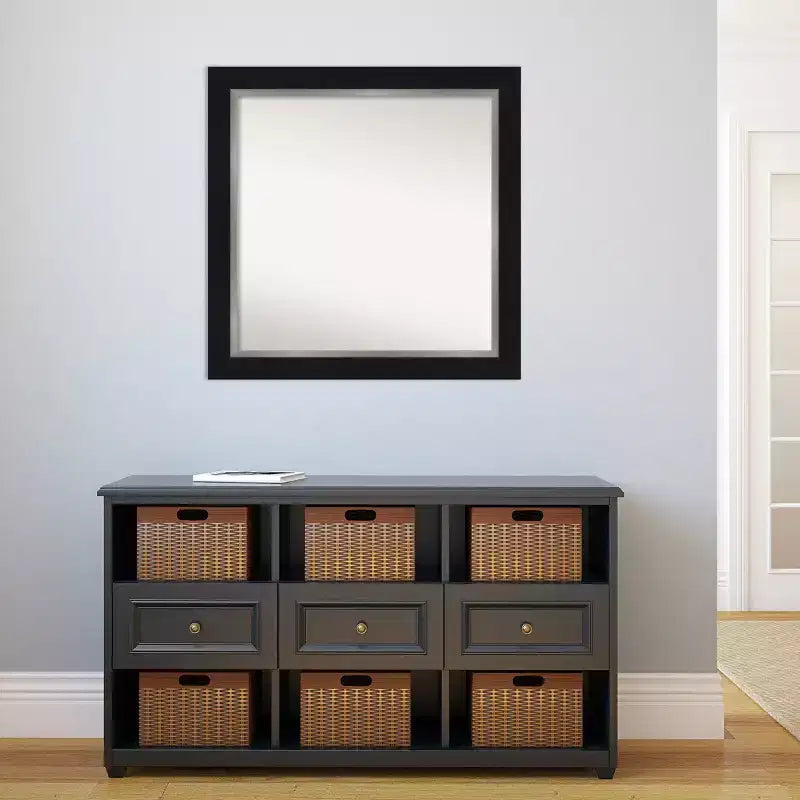 Miroir Mural Carré Noir Eva 32" x 32" pour Salle de Bain - Amanti Art : Style Moderne, Cadre en Polystyrène