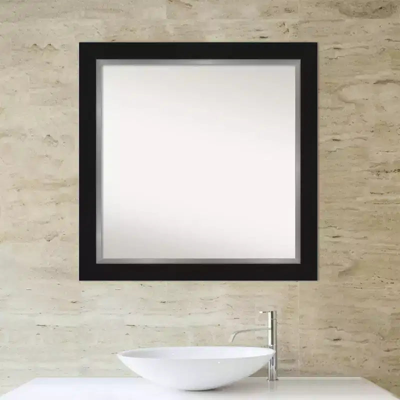 Miroir Mural Carré Noir Eva 32" x 32" pour Salle de Bain - Amanti Art : Style Moderne, Cadre en Polystyrène