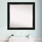 Miroir Mural Carré Noir Eva 32" x 32" pour Salle de Bain - Amanti Art : Style Moderne, Cadre en Polystyrène