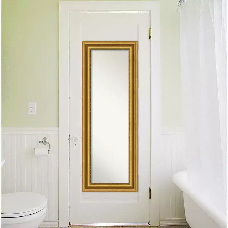 Miroir de porte sur toute la longueur 20 po x 54 po doré non biseauté pour salon - Amanti Art : Crochets inclus, cadre en polystyrène, aucun assemblage requis