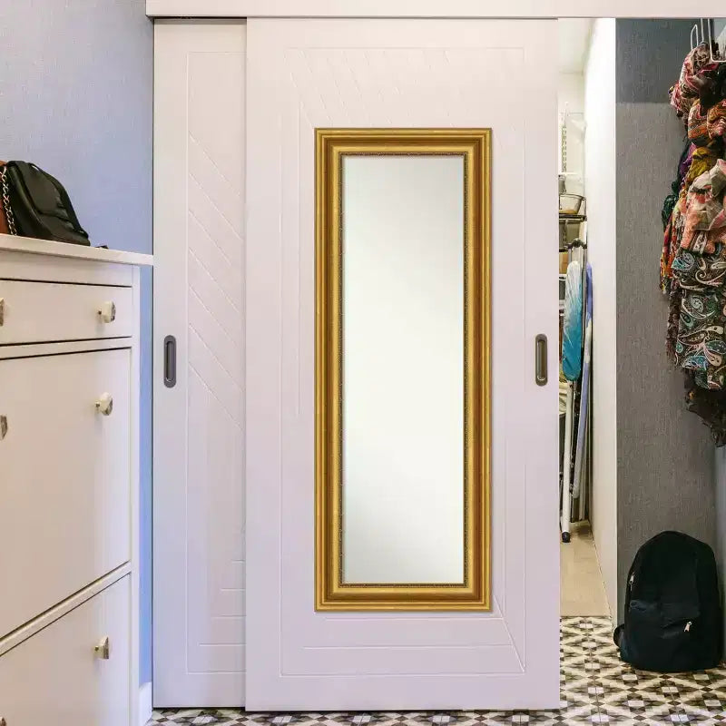 Miroir de porte sur toute la longueur 20 po x 54 po doré non biseauté pour salon - Amanti Art : Crochets inclus, cadre en polystyrène, aucun assemblage requis