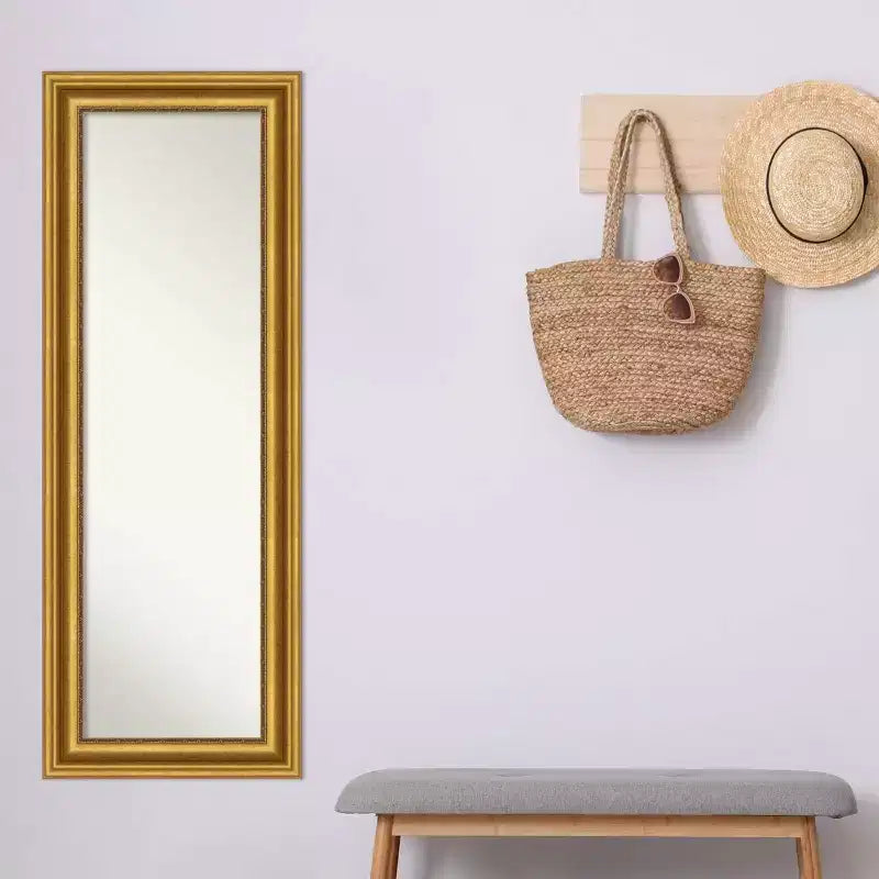 Miroir de porte sur toute la longueur 20 po x 54 po doré non biseauté pour salon - Amanti Art : Crochets inclus, cadre en polystyrène, aucun assemblage requis