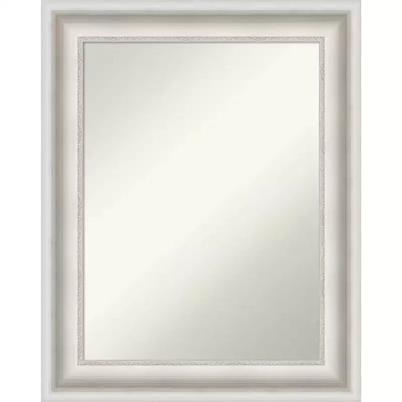 24" x 30" Non-Beveled Parlor White Bathroom Wall Mirror - Amanti Art: Modern Vanity, Includes Mounting Hardware
