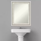 Miroir mural de salle de bain blanc sans biseau 24" x 30" Parlor - Amanti Art : Vanité moderne, matériel de montage inclus