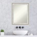 Miroir mural de salle de bain blanc sans biseau 24" x 30" Parlor - Amanti Art : Vanité moderne, matériel de montage inclus