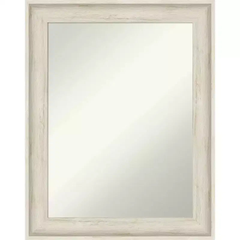 23" x 29" Non-Beveled Regal Birch Cream Bathroom Wall Mirror - Amanti Art: Rectangular, Polystyrene Frame, Includes Mount Hardware
