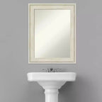 Miroir mural de salle de bain Regal Birch Cream sans biseau de 23 po x 29 po - Amanti Art : Rectangulaire, cadre en polystyrène, quincaillerie de montage incluse