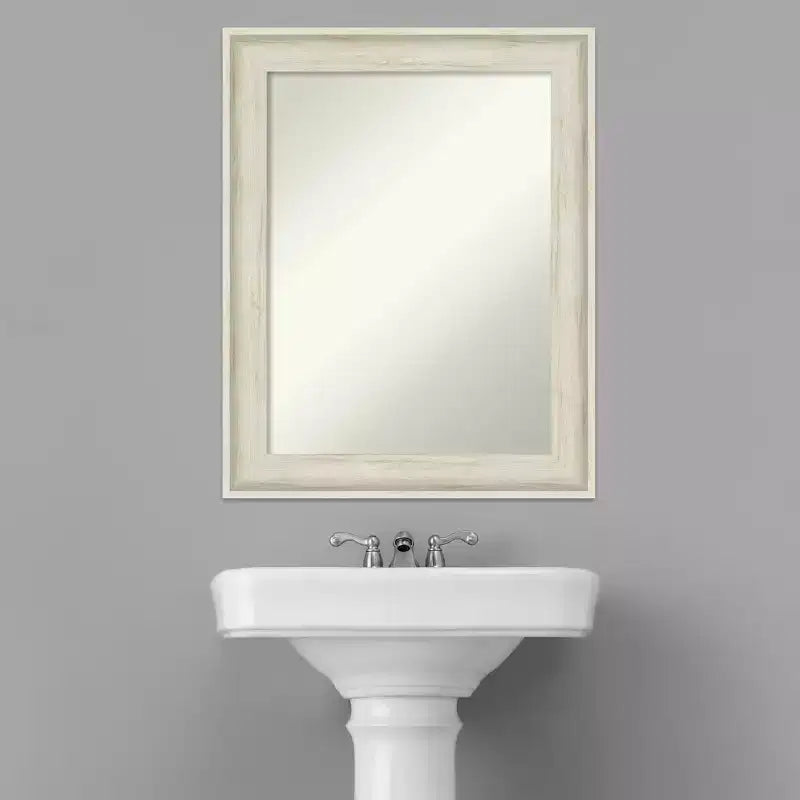 Miroir mural de salle de bain Regal Birch Cream sans biseau de 23 po x 29 po - Amanti Art : Rectangulaire, cadre en polystyrène, quincaillerie de montage incluse
