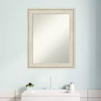 Miroir mural de salle de bain Regal Birch Cream sans biseau de 23 po x 29 po - Amanti Art : Rectangulaire, cadre en polystyrène, quincaillerie de montage incluse