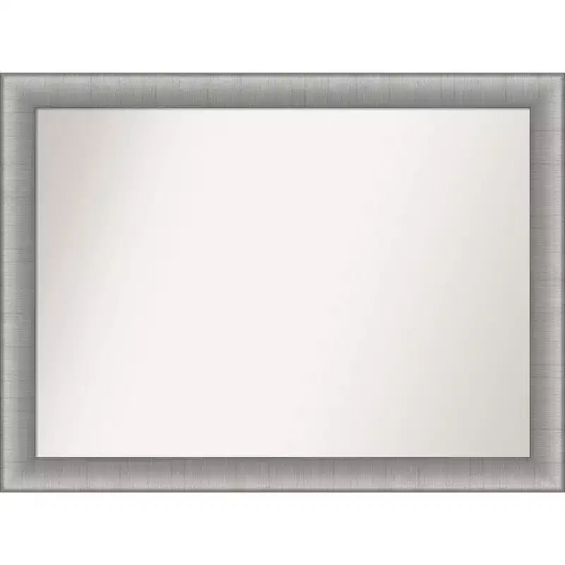 43" x 32" Non-Beveled Elegant Brushed Pewter Wall Mirror - Amanti Art: Modern Polystyrene Frame, Includes Mounting Hardware