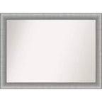 43" x 32" Non-Beveled Elegant Brushed Pewter Wall Mirror - Amanti Art: Modern Polystyrene Frame, Includes Mounting Hardware