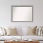 Miroir mural élégant en étain brossé non biseauté de 43 po x 32 po - Amanti Art : Cadre moderne en polystyrène, quincaillerie de montage incluse