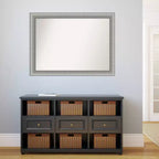 Miroir mural élégant en étain brossé non biseauté de 43 po x 32 po - Amanti Art : Cadre moderne en polystyrène, quincaillerie de montage incluse