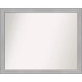 31" x 25" Non-Beveled Vista Brushed Nickel Narrow Wall Mirror - Amanti Art: Modern Rectangle, Polystyrene Frame