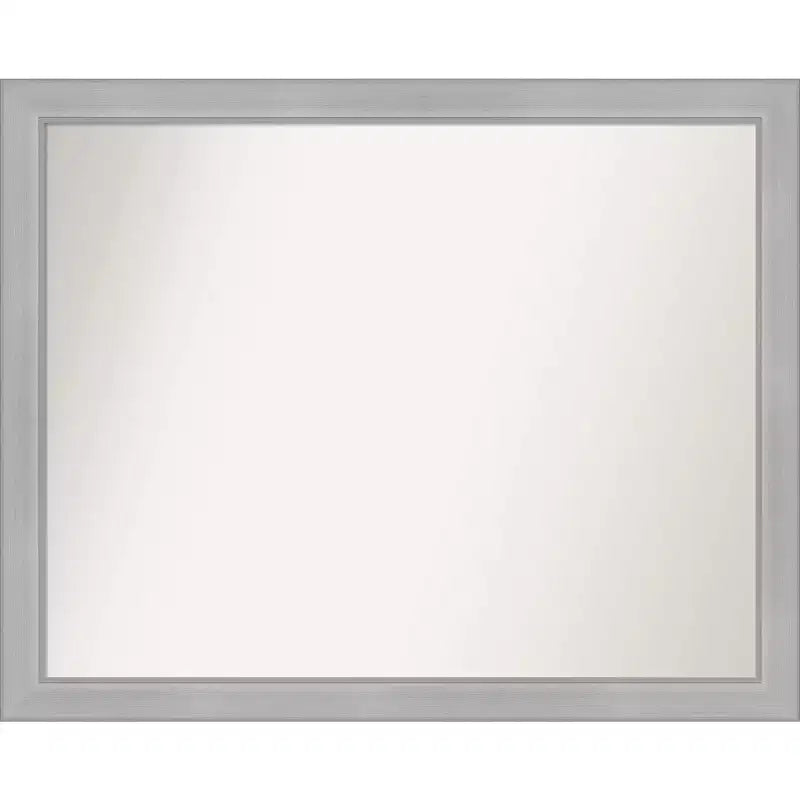 31" x 25" Non-Beveled Vista Brushed Nickel Narrow Wall Mirror - Amanti Art: Modern Rectangle, Polystyrene Frame