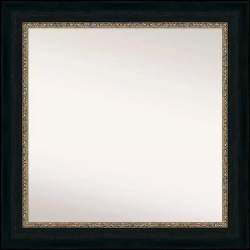 33" x 33" Non-Beveled Paragon Bathroom Wall Mirror Bronze - Amanti Art: Modern Square Vanity, Polystyrene Frame, Wall Mounted