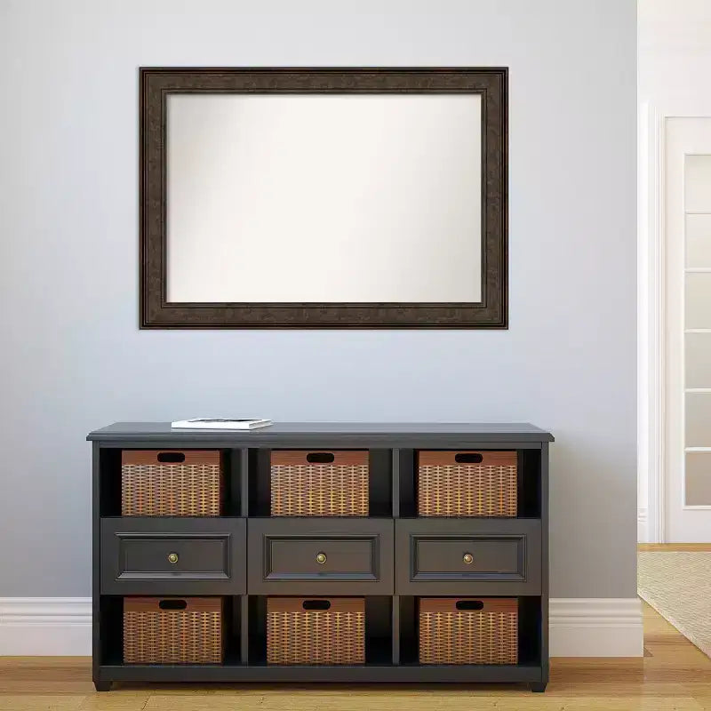 Miroir mural de salle de bain Amanti Art 42" x 30" Ridge Bronze - Coiffeuse, fixation murale