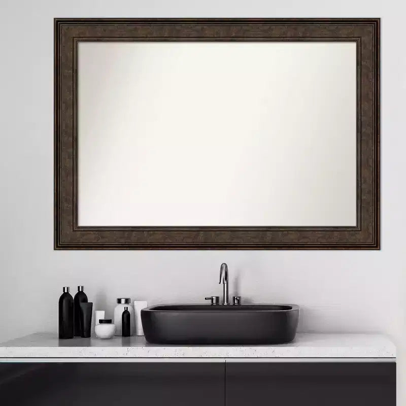 Miroir mural de salle de bain Amanti Art 42" x 30" Ridge Bronze - Coiffeuse, fixation murale