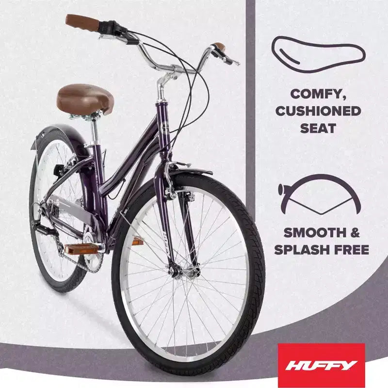 Vélo Confort Huffy Sienna 24" G MLT SPD - Aubergine brillante