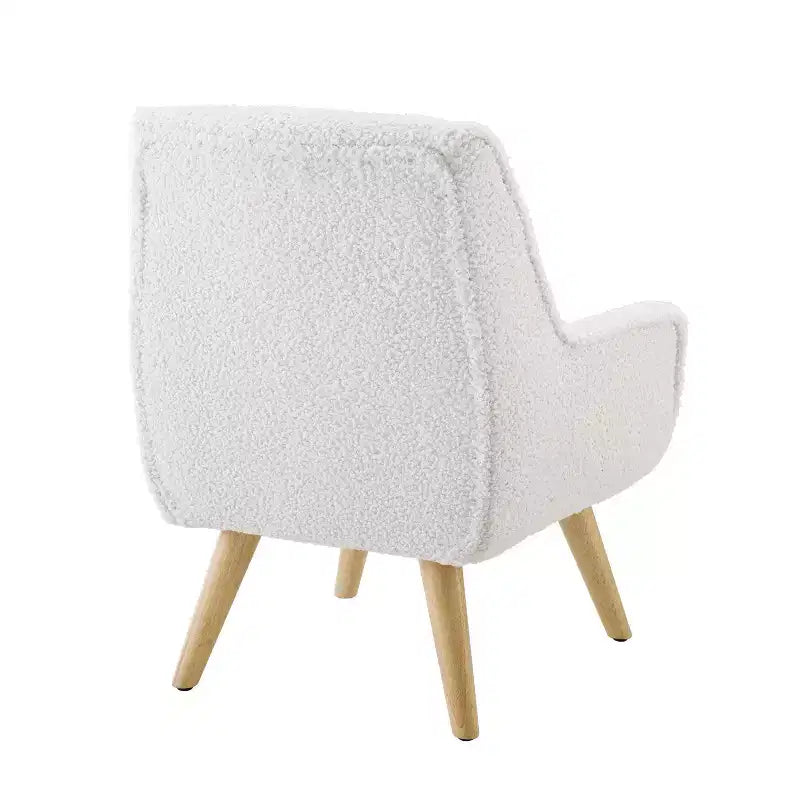 Chaise treillis Hadden Mid-Century Modern pour enfant - Rembourrage en peau de mouton blanche et pieds en bois naturel - Powell