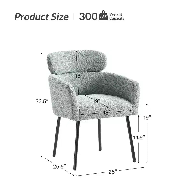 Lot de 2 chaises de salle à manger Curt Boucle avec dossier surélevé et pieds en métal | Artful Living Design