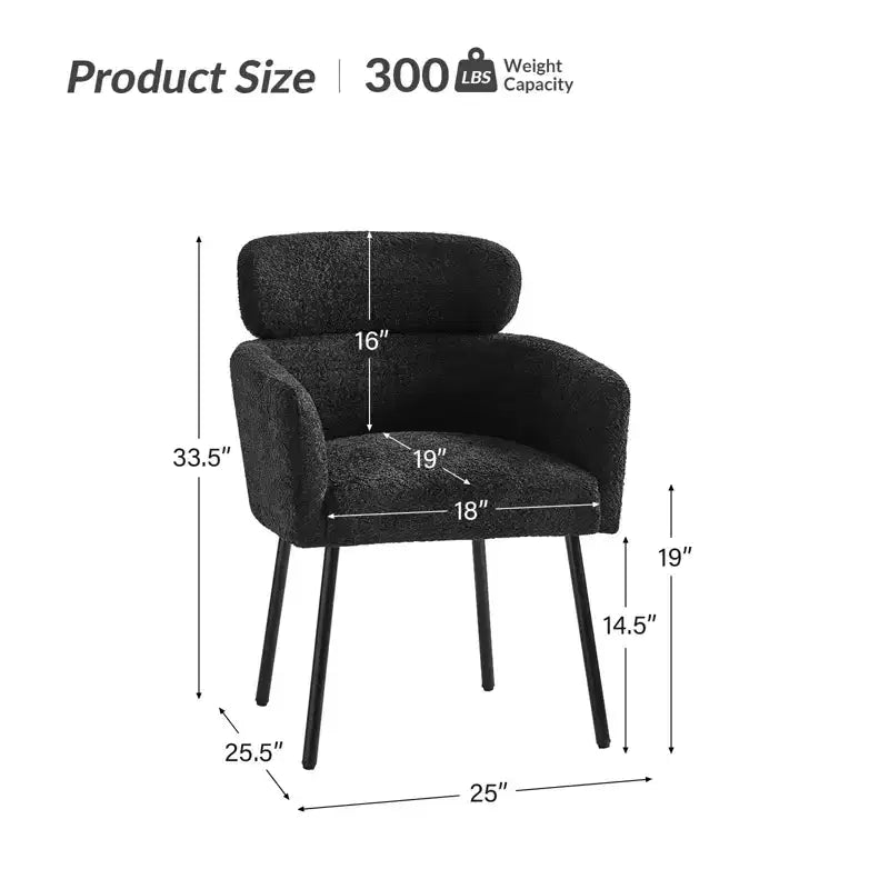 Lot de 2 chaises de salle à manger Curt Boucle avec dossier surélevé et pieds en métal | Artful Living Design