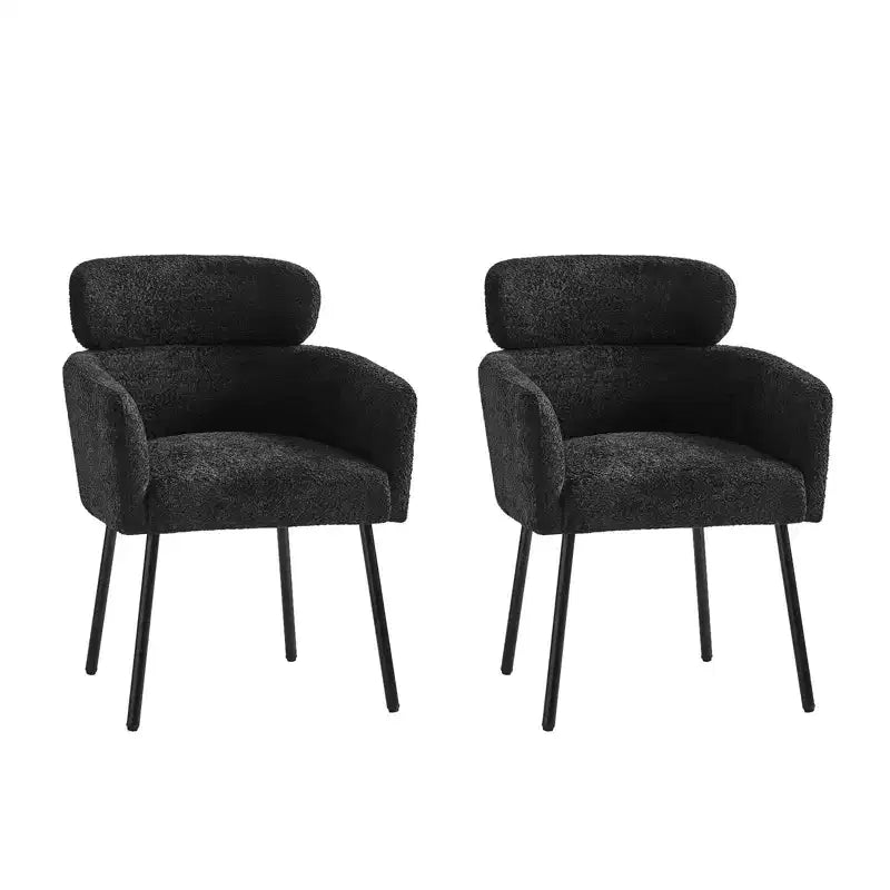 Curt Boucle Elevated Backrest Dining Chair with Metal Legs Set of 2 | Artful Living Design