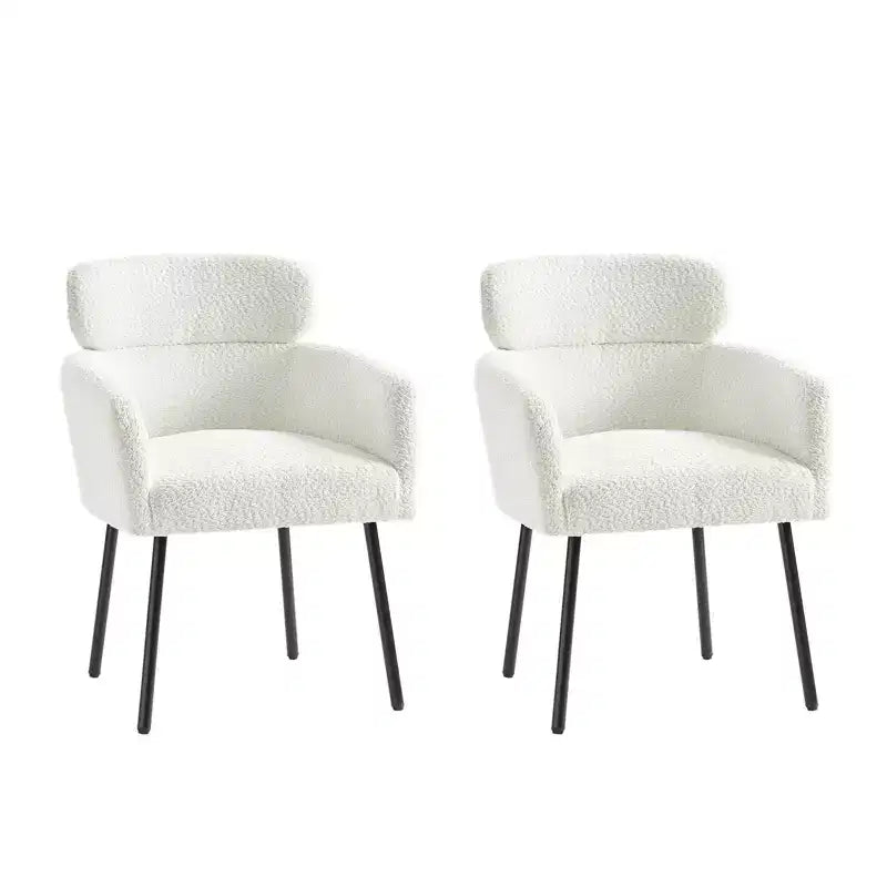 Lot de 2 chaises de salle à manger Curt Boucle avec dossier surélevé et pieds en métal | Artful Living Design