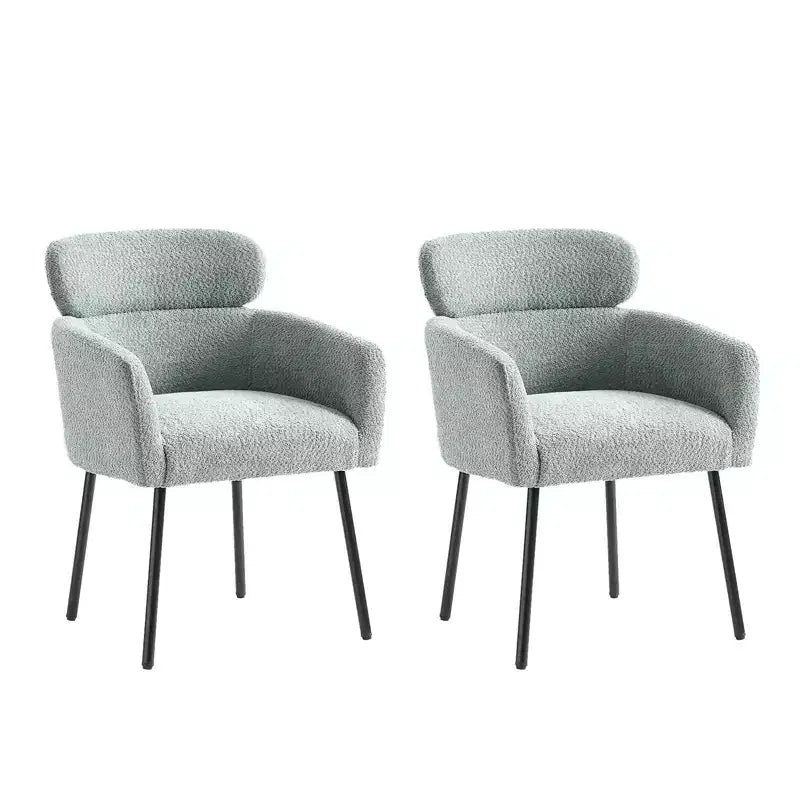 Lot de 2 chaises de salle à manger Curt Boucle avec dossier surélevé et pieds en métal | Artful Living Design